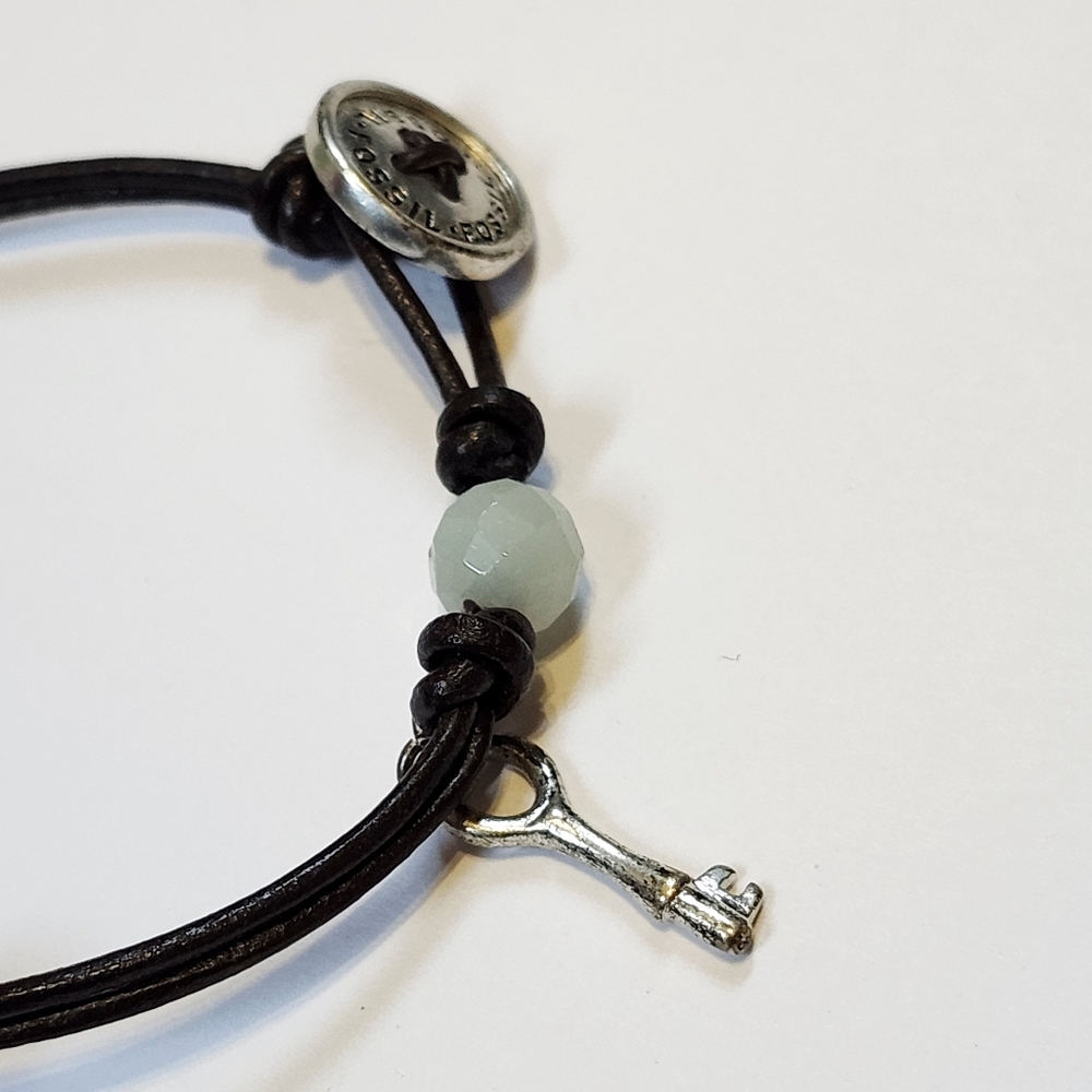 Fossil Bling Heart Leather Charm Bracelet - Picture 2 of 4